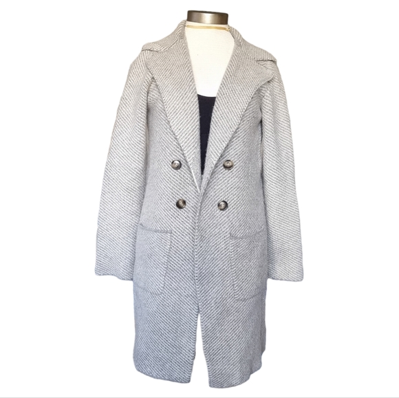 Becool beige pinstripe print coat/ trench coat size S/M - Picture 1 of 7